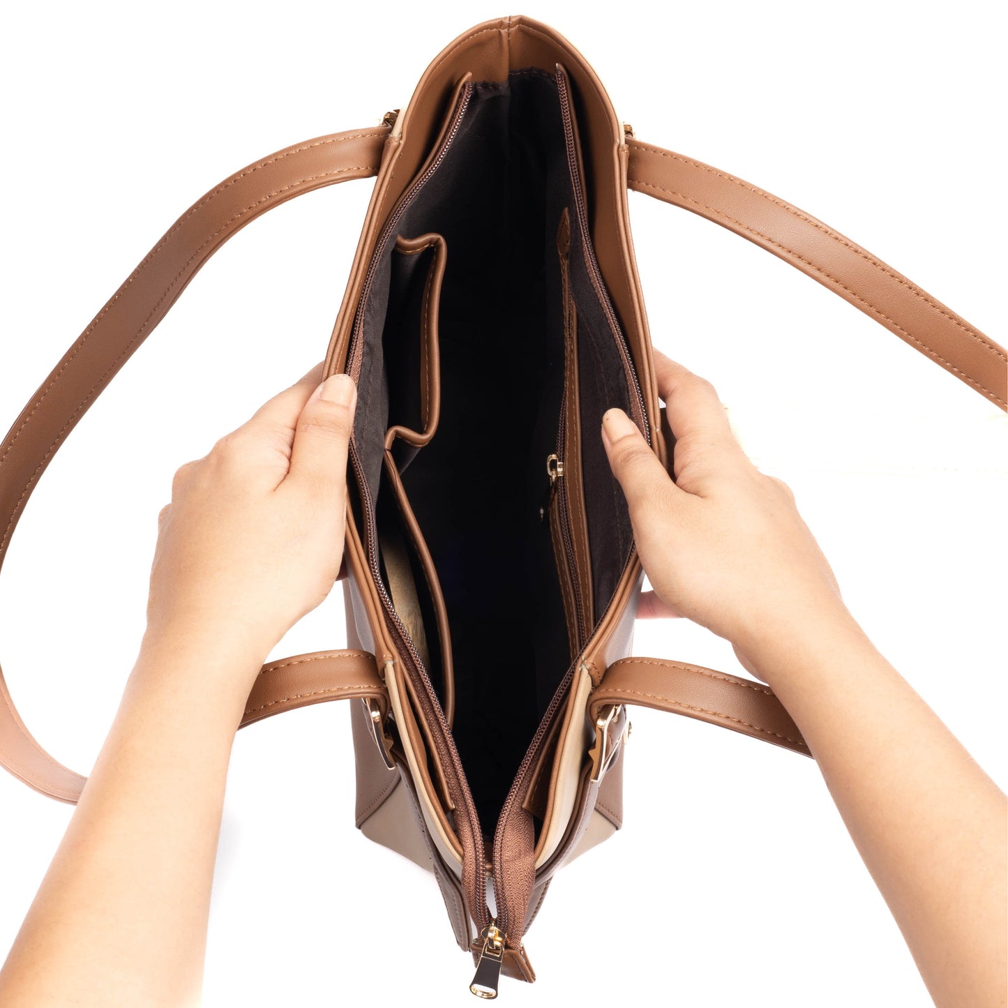 Elara Tote Bag interior with ample space, perfect for a stylish large everyday tote