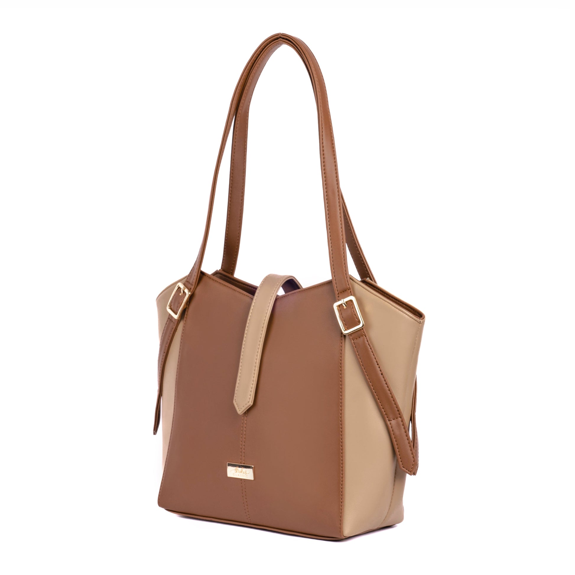 Elara Tote Bag in brown and beige, stylish large everyday tote ideal for work or casual outings