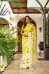 Elegant sunflower saree for women in yellow with floral embroidery for festive occasions