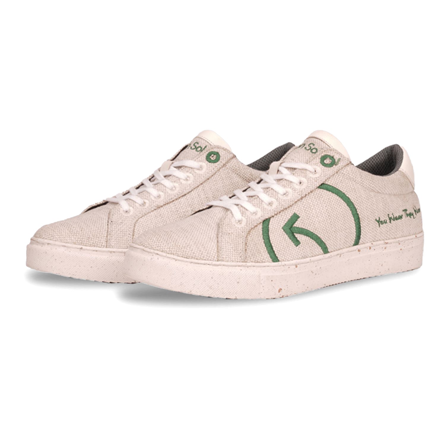 Stylera sustainable casual shoes for women in beige with green logo and eco-friendly design