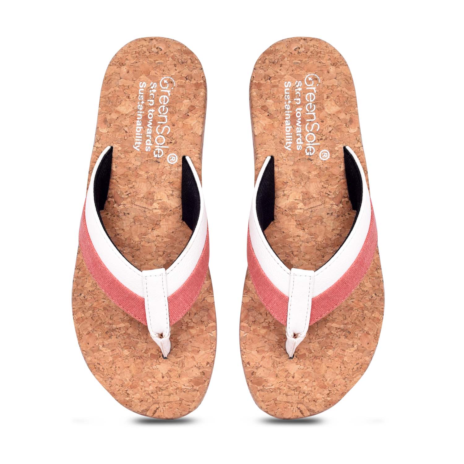 Stylera sustainable fashion slippers with cork footbed and stylish pink straps