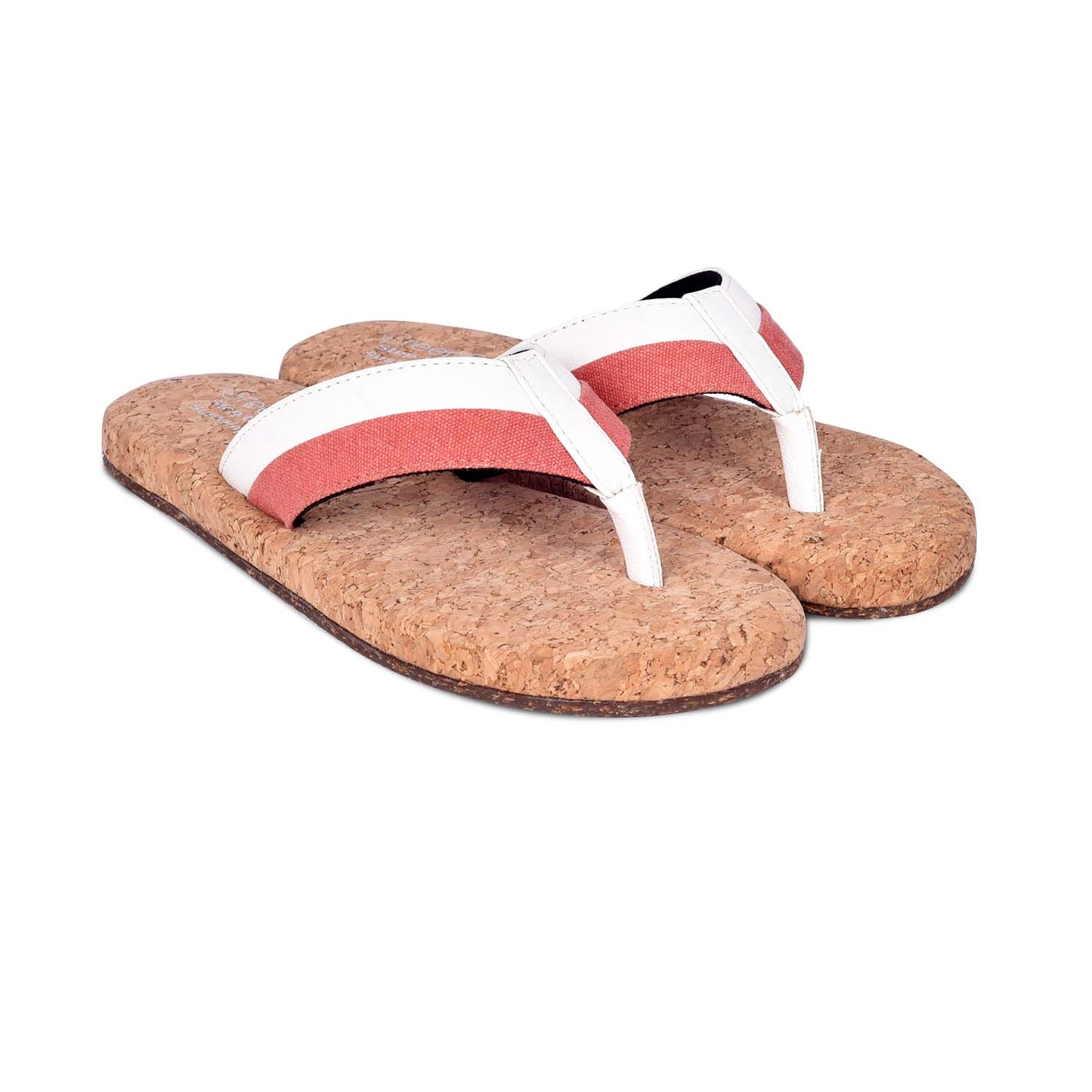 Stylera sustainable fashion slippers in coral and white made from eco-friendly materials