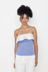 Stylera Swan lake inspired fashion top strapless blue with white ruffle detail