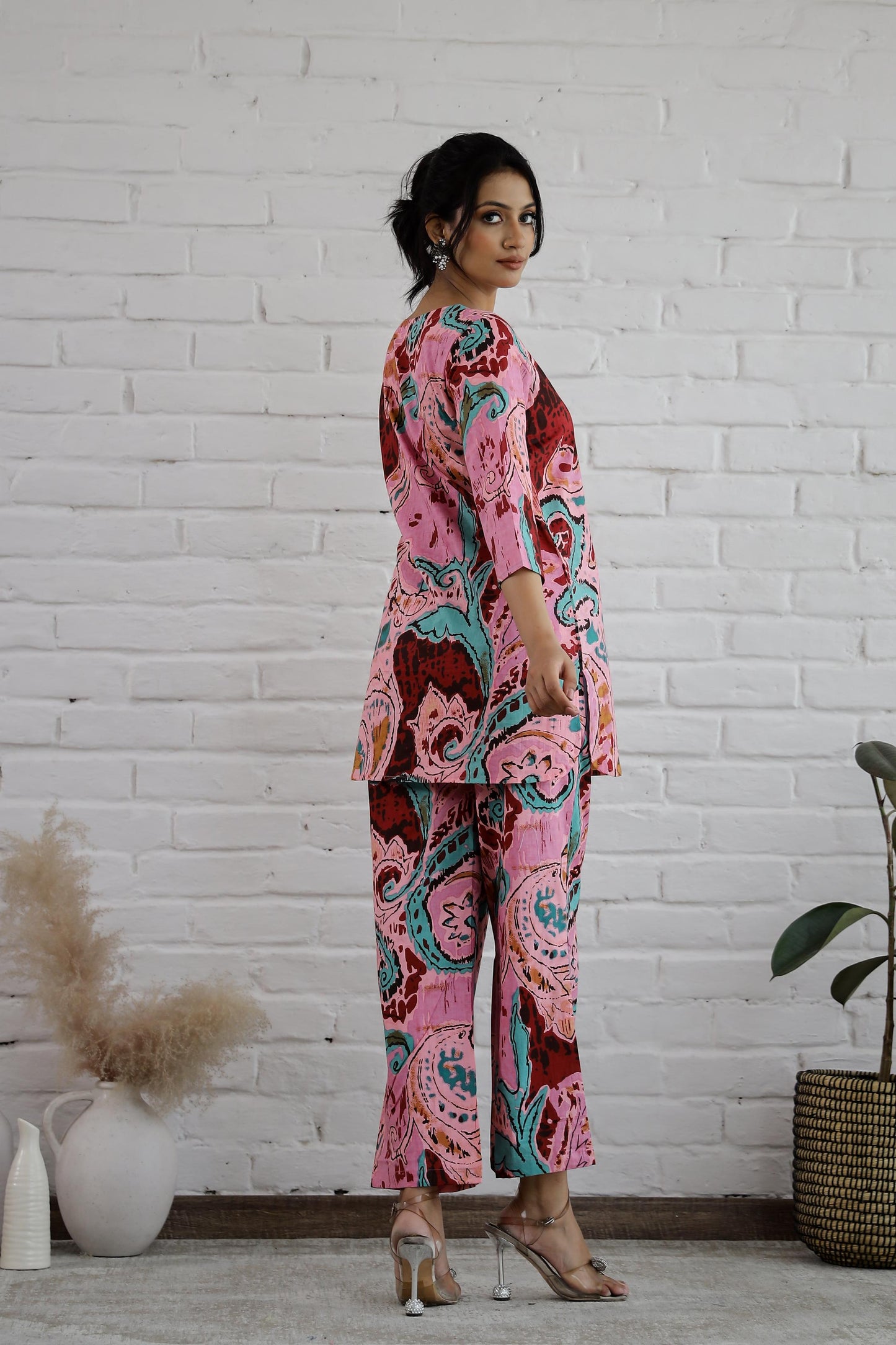 Trendy cotton two piece outfit from Stylera featuring a vibrant floral print and comfortable fit