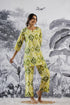 Trendy cotton two piece outfit featuring a vibrant green tunic and matching pants for a stylish look