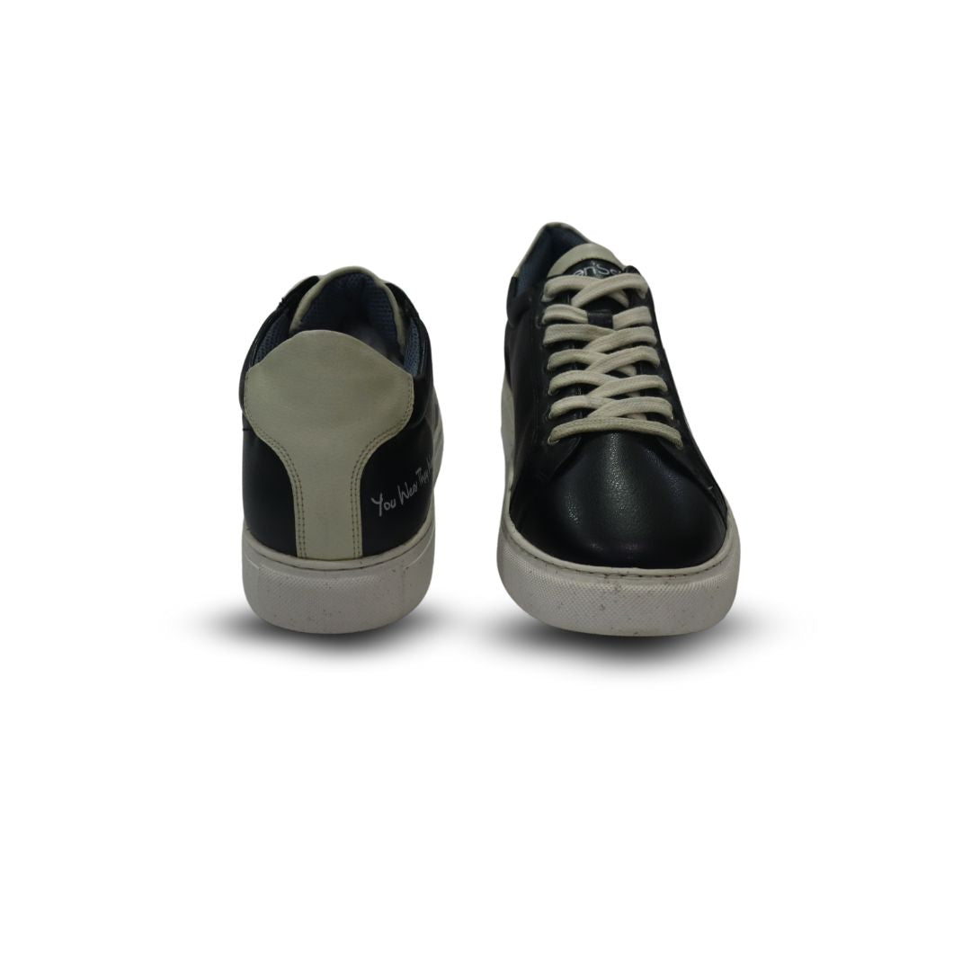 Women's casual fashion sneakers in black with white laces and a trendy design for everyday wear