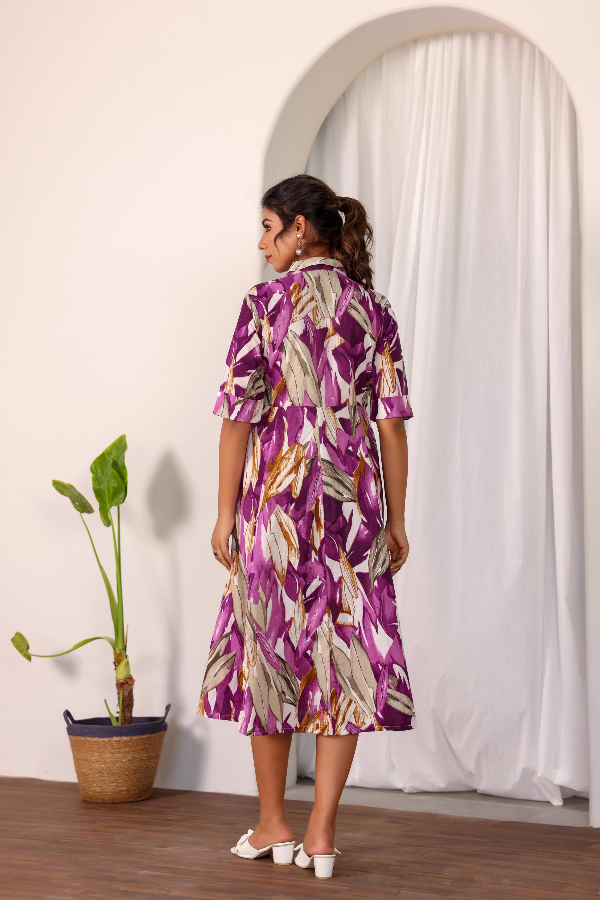 A-Line dress by Stylera in vibrant floral print, perfect women's summer cotton dress for casual outings