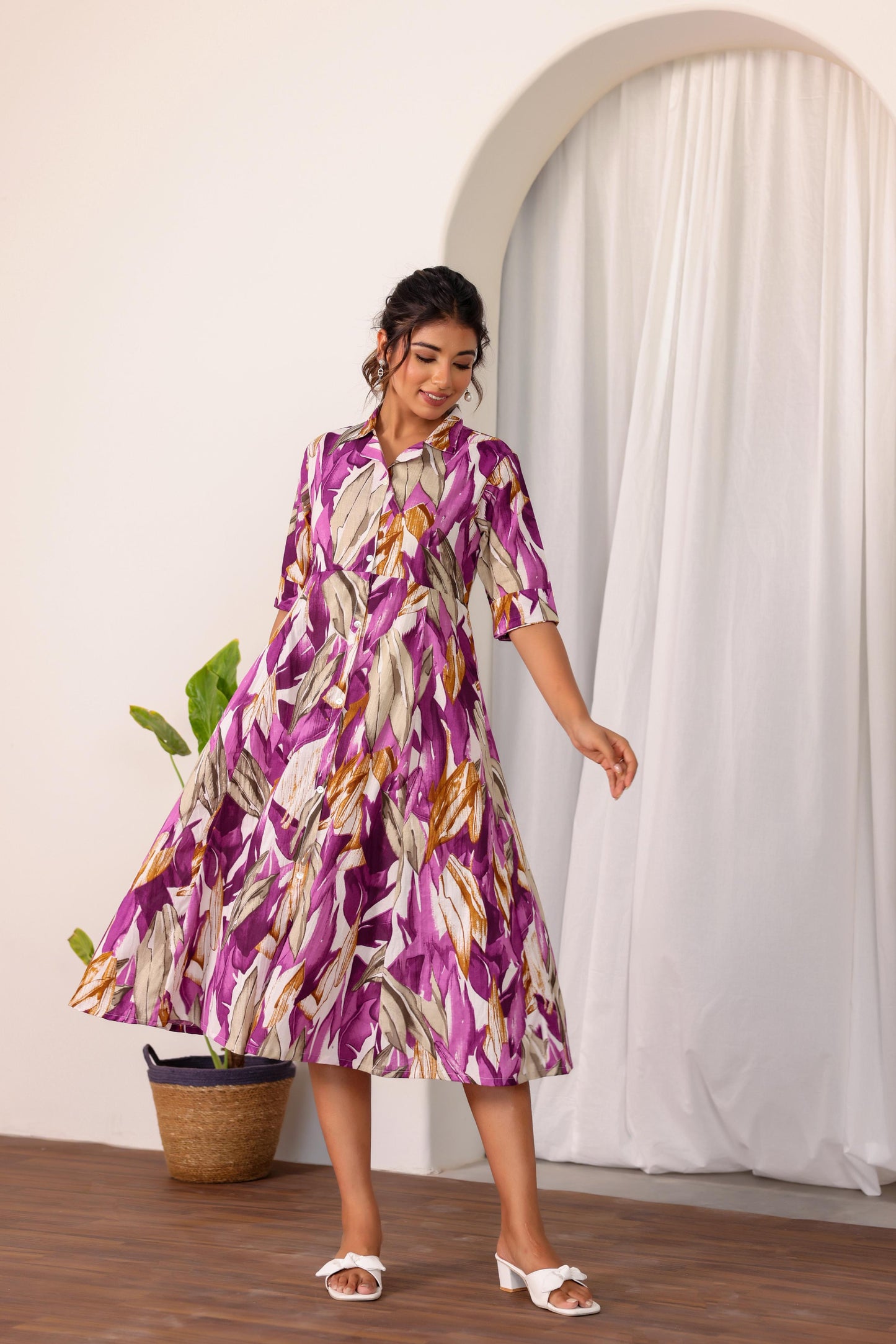 Stylera women's summer cotton dress with a floral design and short sleeves, perfect for warm weather