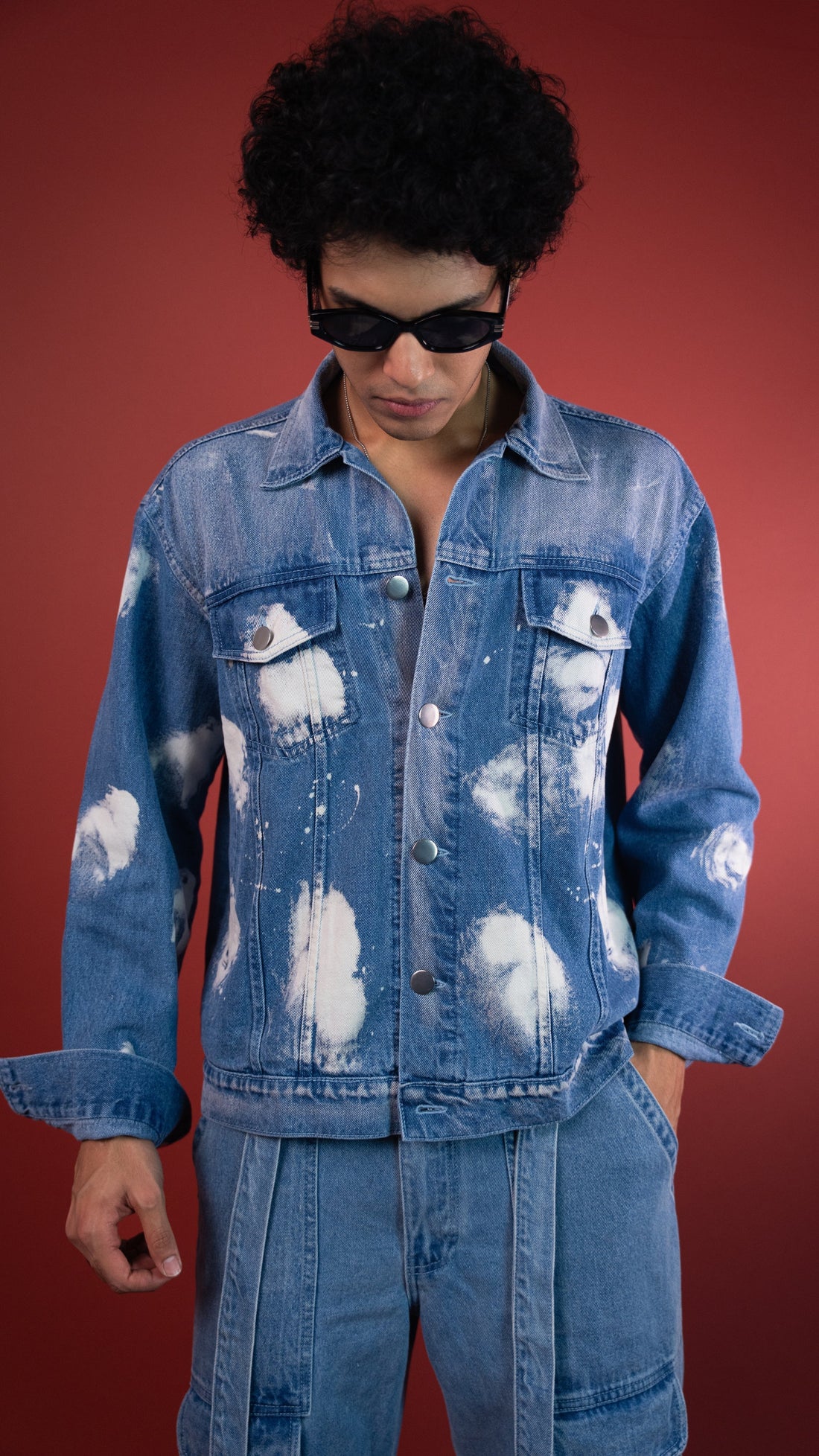 Rustlines Blue Cloud Denim Men's Jacket — streetwear denim jacket India 2026