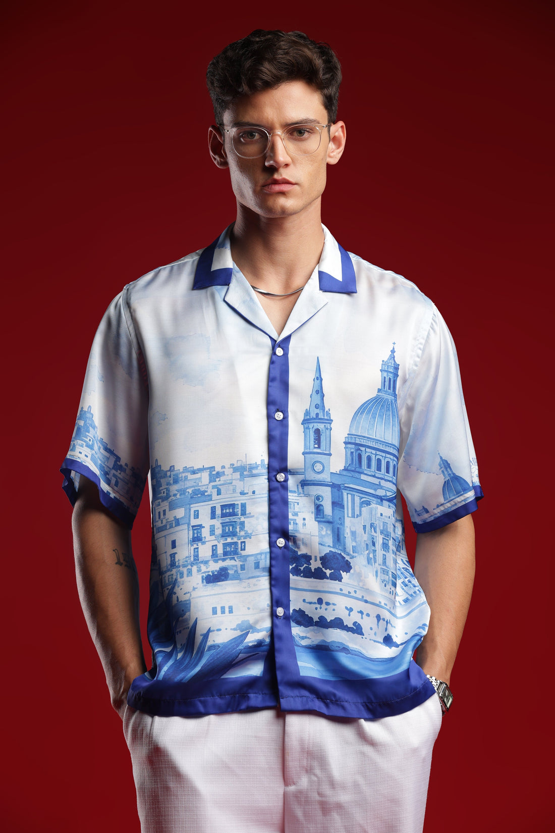 I'MHERE Amalfi Coast Italy Resort Collar Shirt