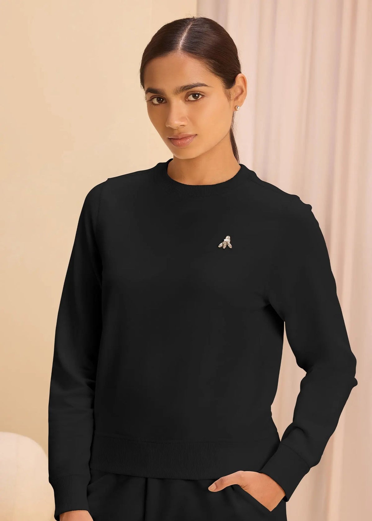 Alonge Classic Crew Neck iCotton Sweatshirt in black