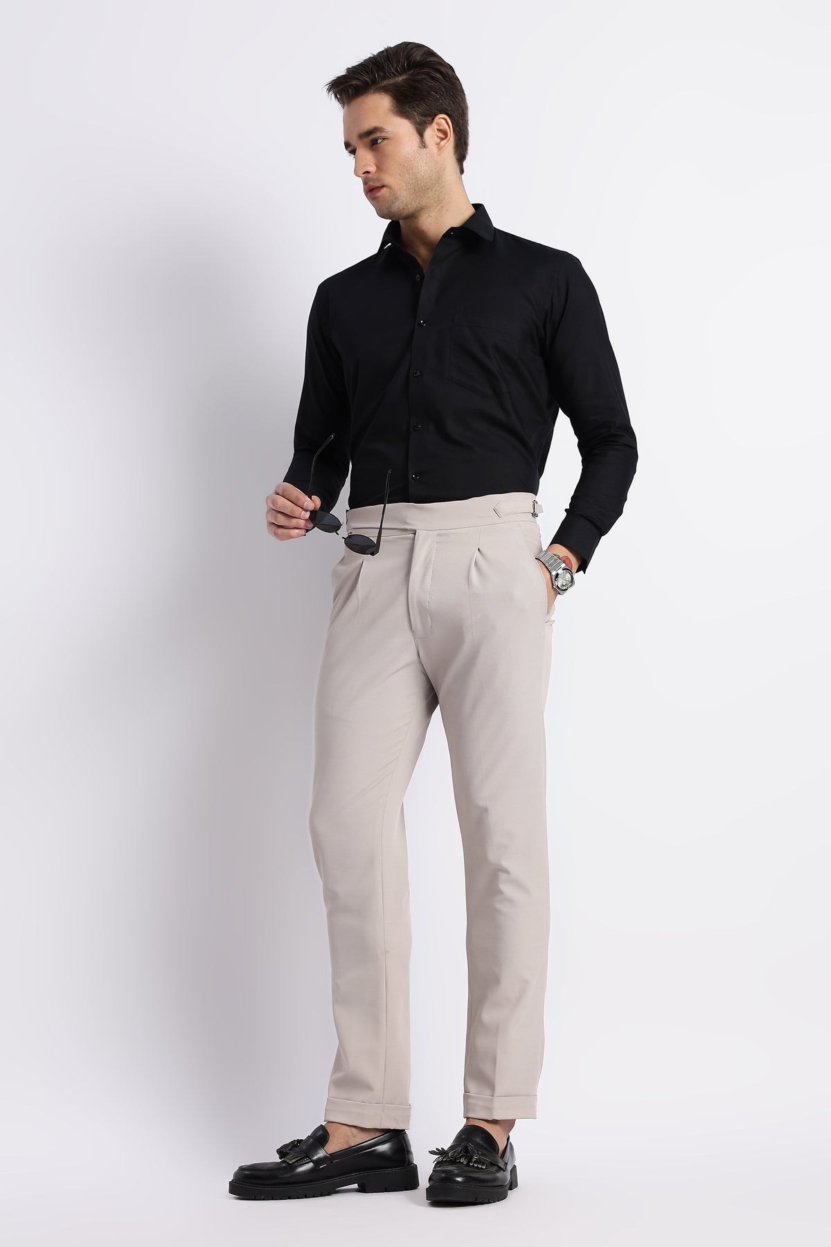 Kollarz & Kreazez 100% Pure Cotton Black Oxford Shirt for Men