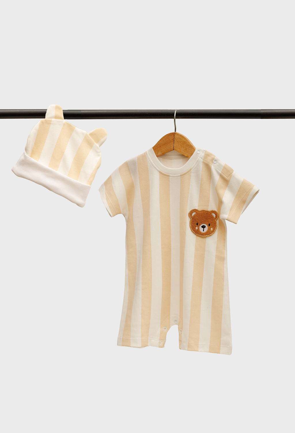 Born Plus Bear & Stripes Romper — Rs 999, 100% cotton, 0-3 to 18-24 months, at Stylera India