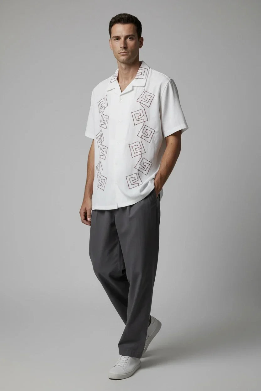 LYVN maroon velvet embroidered shirt — Diwali office party outfit