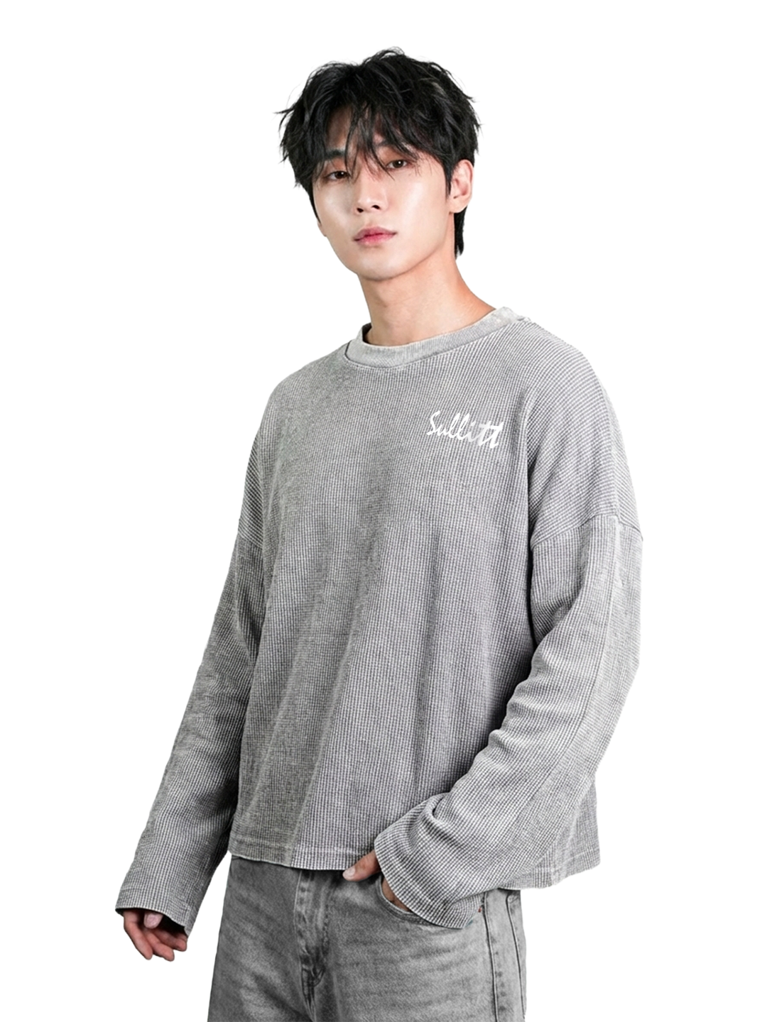Sullitt Grey Washed Crop Waffle Tshirt — under-the-radar Indian streetwear brands 2026