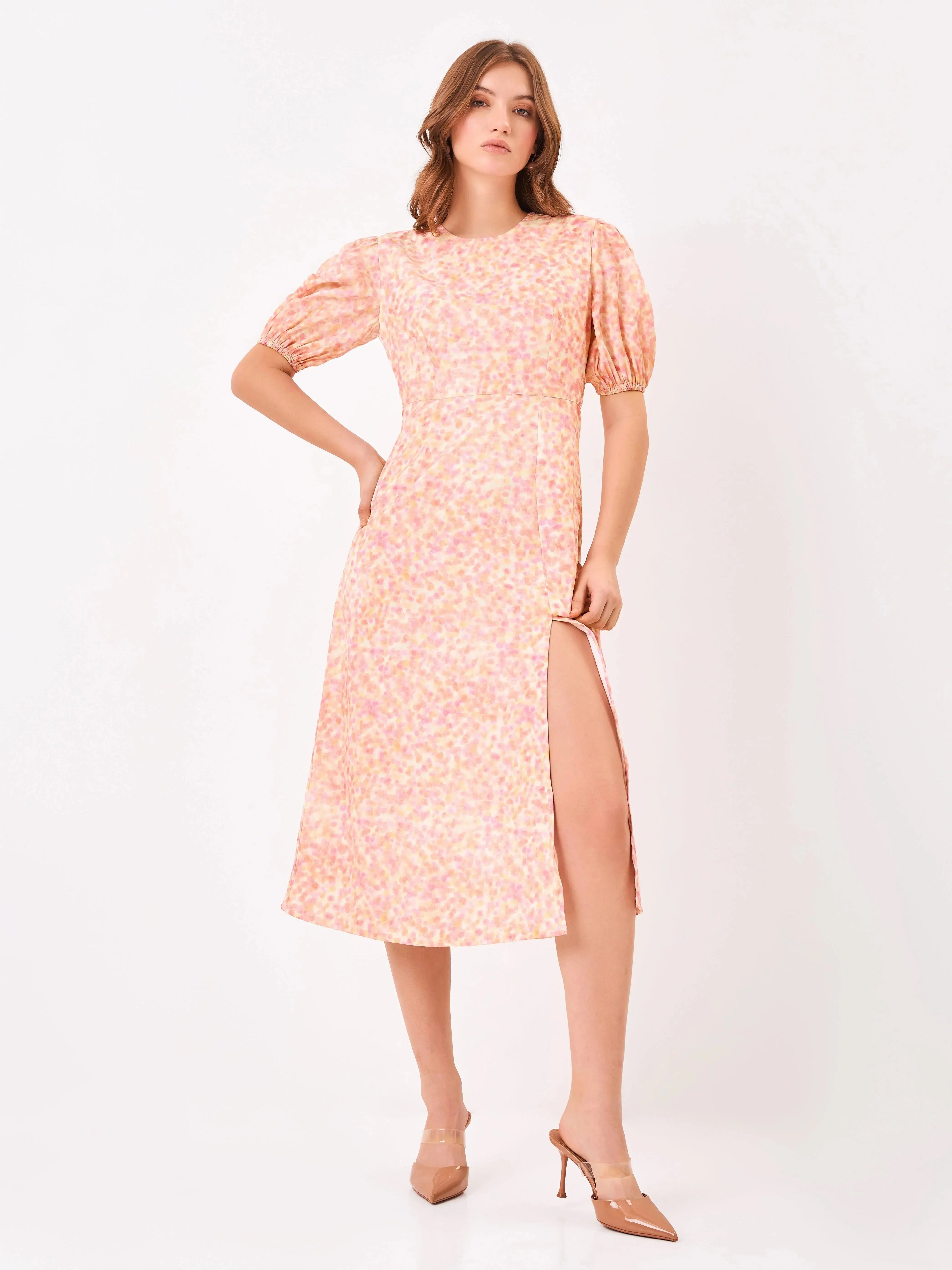 Blush Royale floral pink midi dress — Ganesh Chaturthi 2026 outfit ideas India