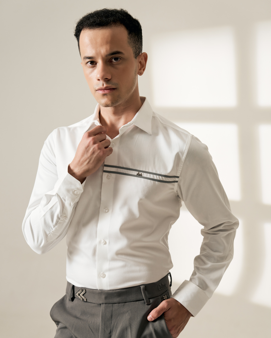 Aachari Greyline classic white shirt — formal shirts for men India 2026