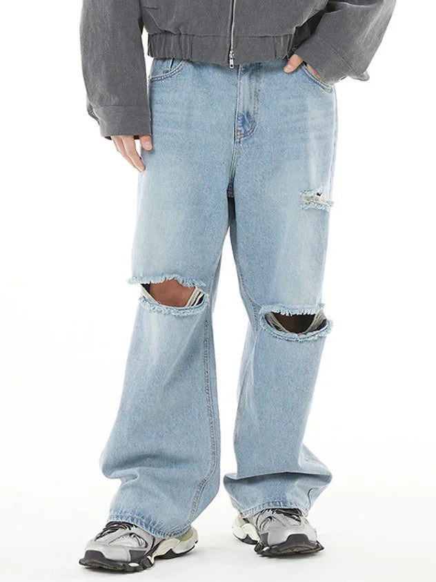 Boozee slash-cut light blue baggy denim — heavy duty 12oz jeans India 2026
