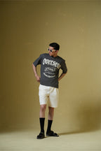 Overseas Printed Smokey Grey Oversized T-Shirt Main Character