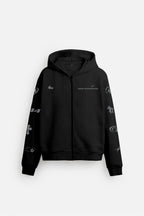 Imperial Printed Black Oversized Zipper Hoodie Main Character