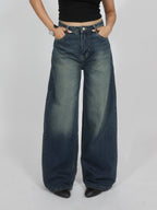 Oxford Blue Washed Wide Leg Jeans Stylish Wodrobe