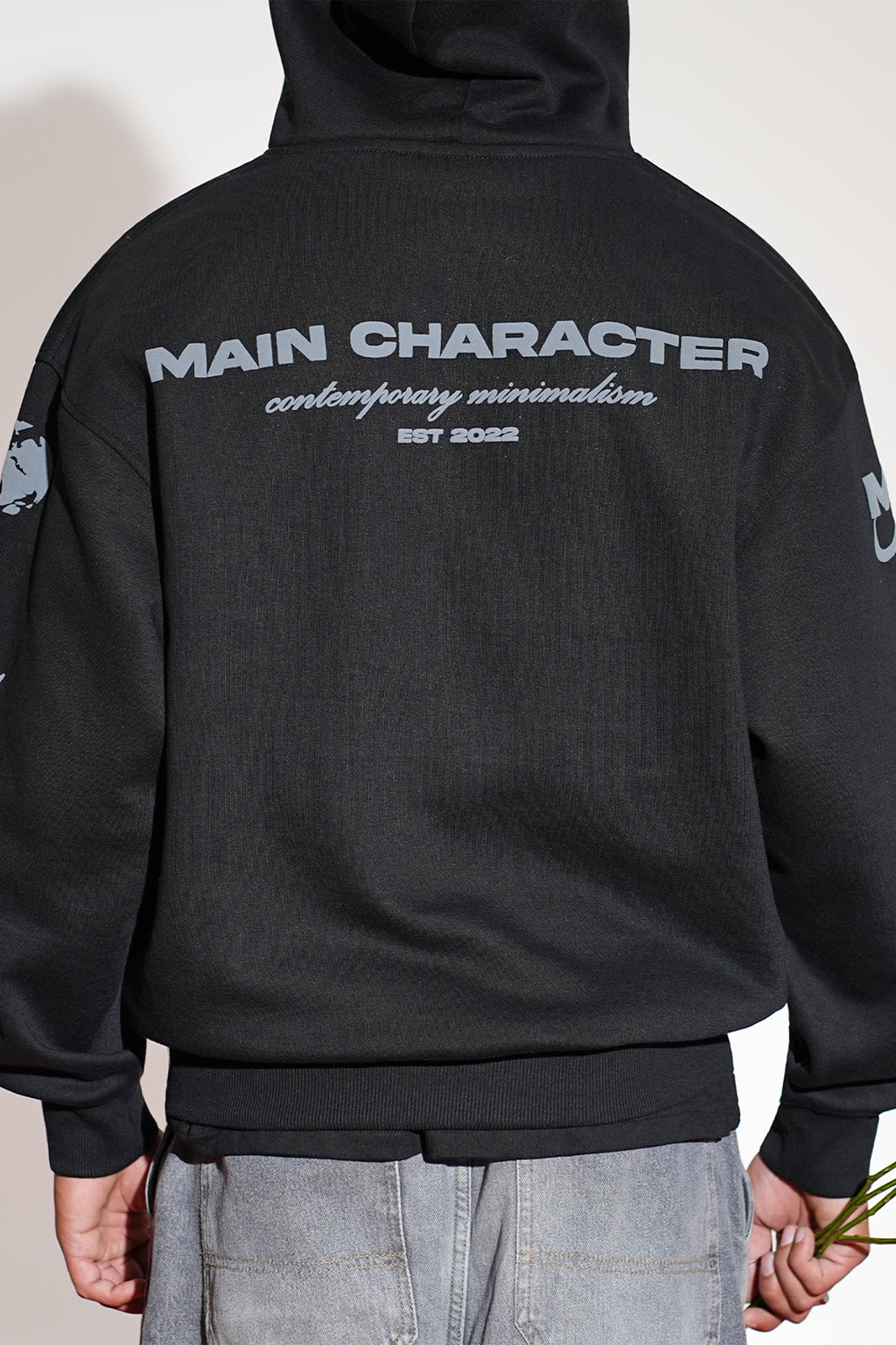 Imperial Printed Black Oversized Zipper Hoodie Main Character