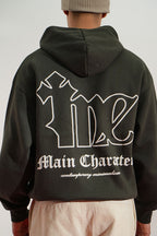 Shadow Line Printed Oversized Grey Hoodie Main Character