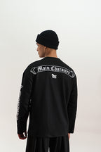 Graveen Printed Oversized Black Sweatshirt Main Character