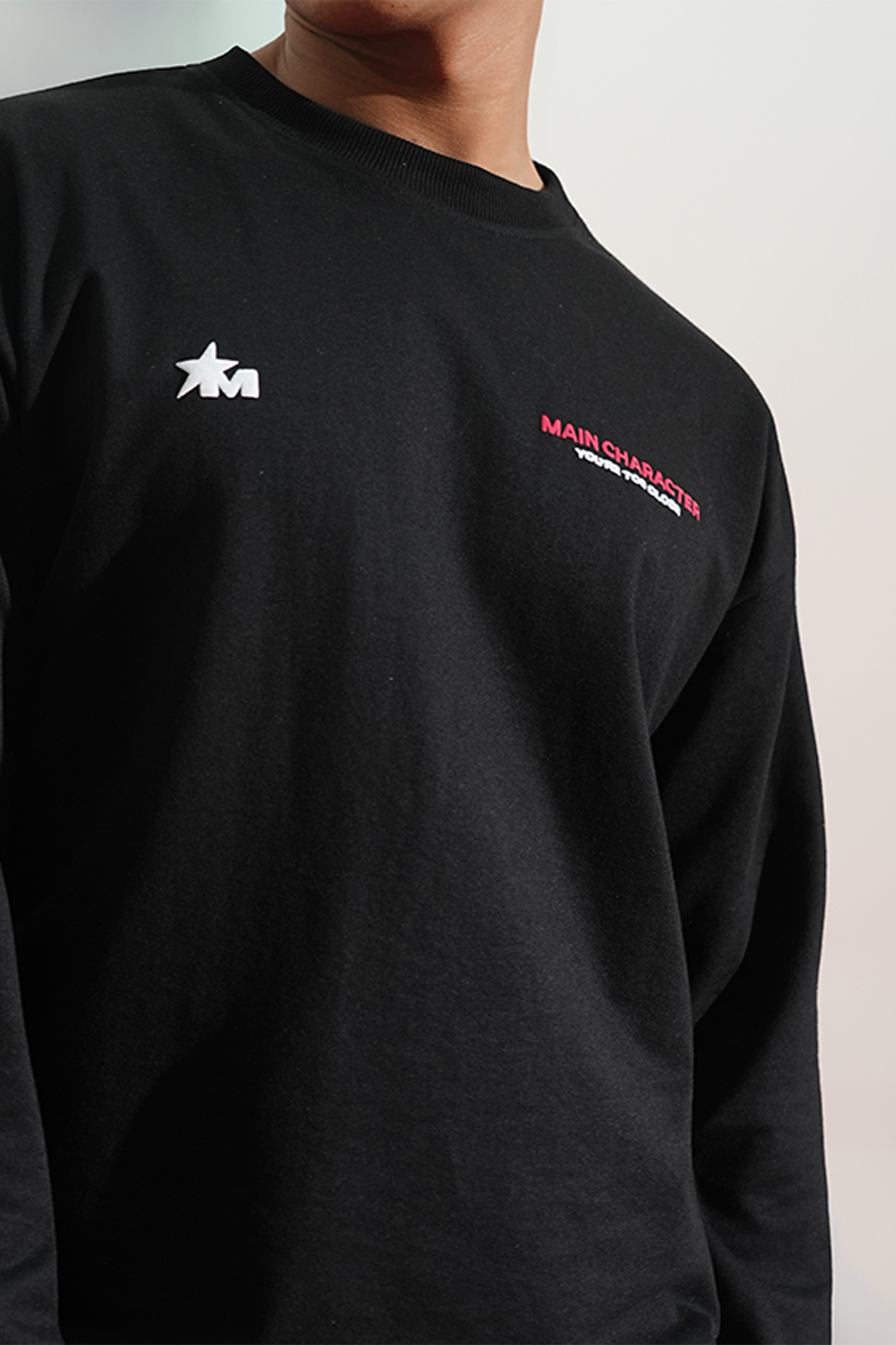 Heading To Work Printed Oversized Black Sweatshirt Main Character
