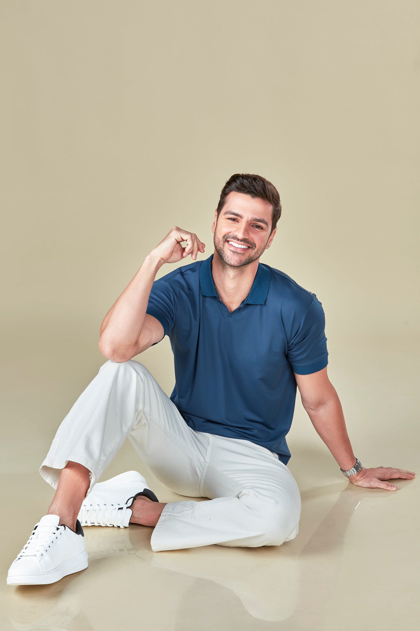 Tencel Stretch Polo in Persian Blue