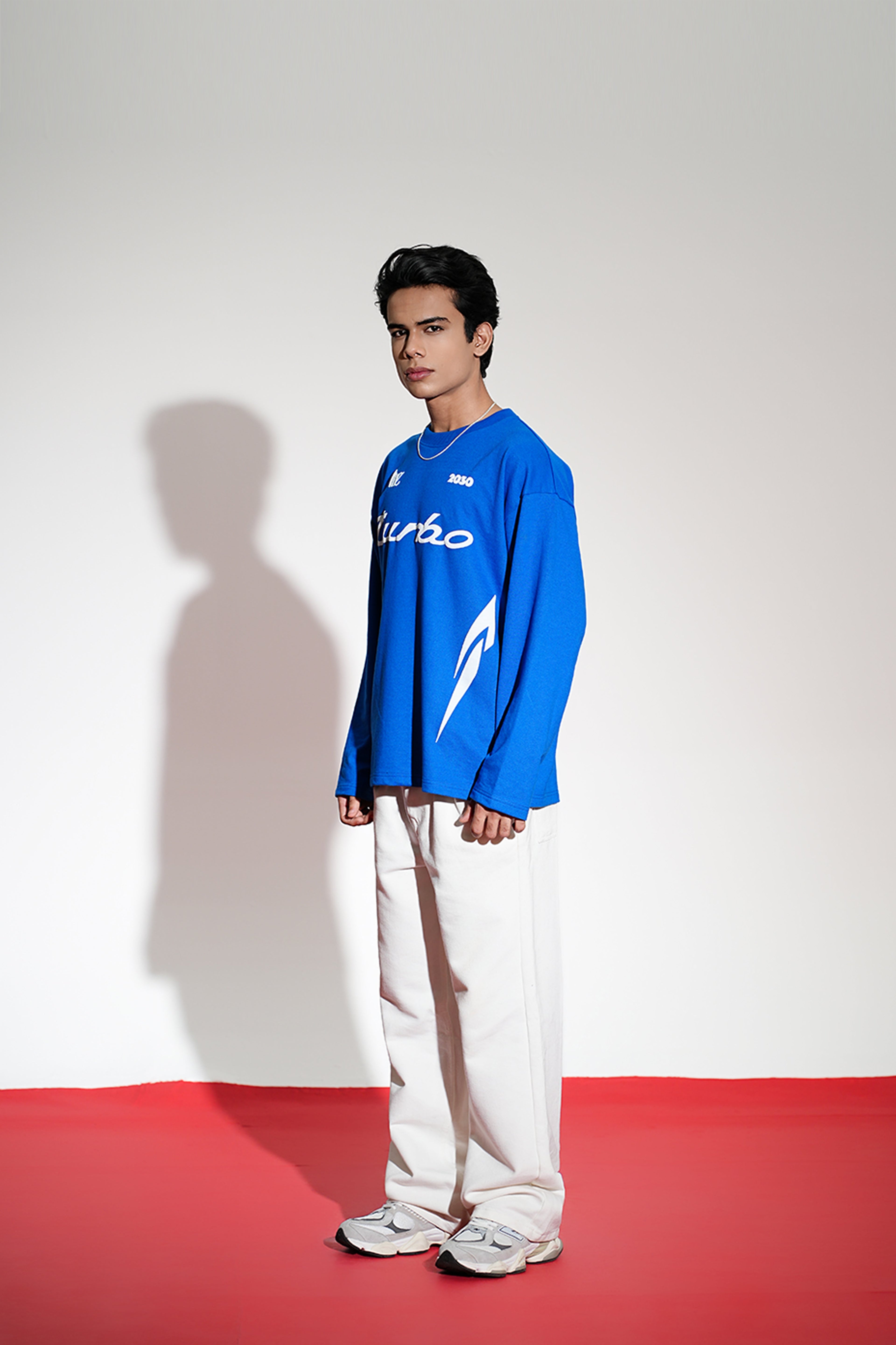 Turbo Printed Oversized Blue T-Shirt