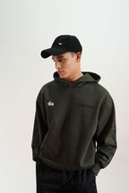 Reckless Printed Oversized Green Hoodie Main Character