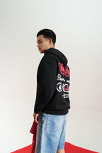 Digital Blackout Oversized Black Hoodie Main Character