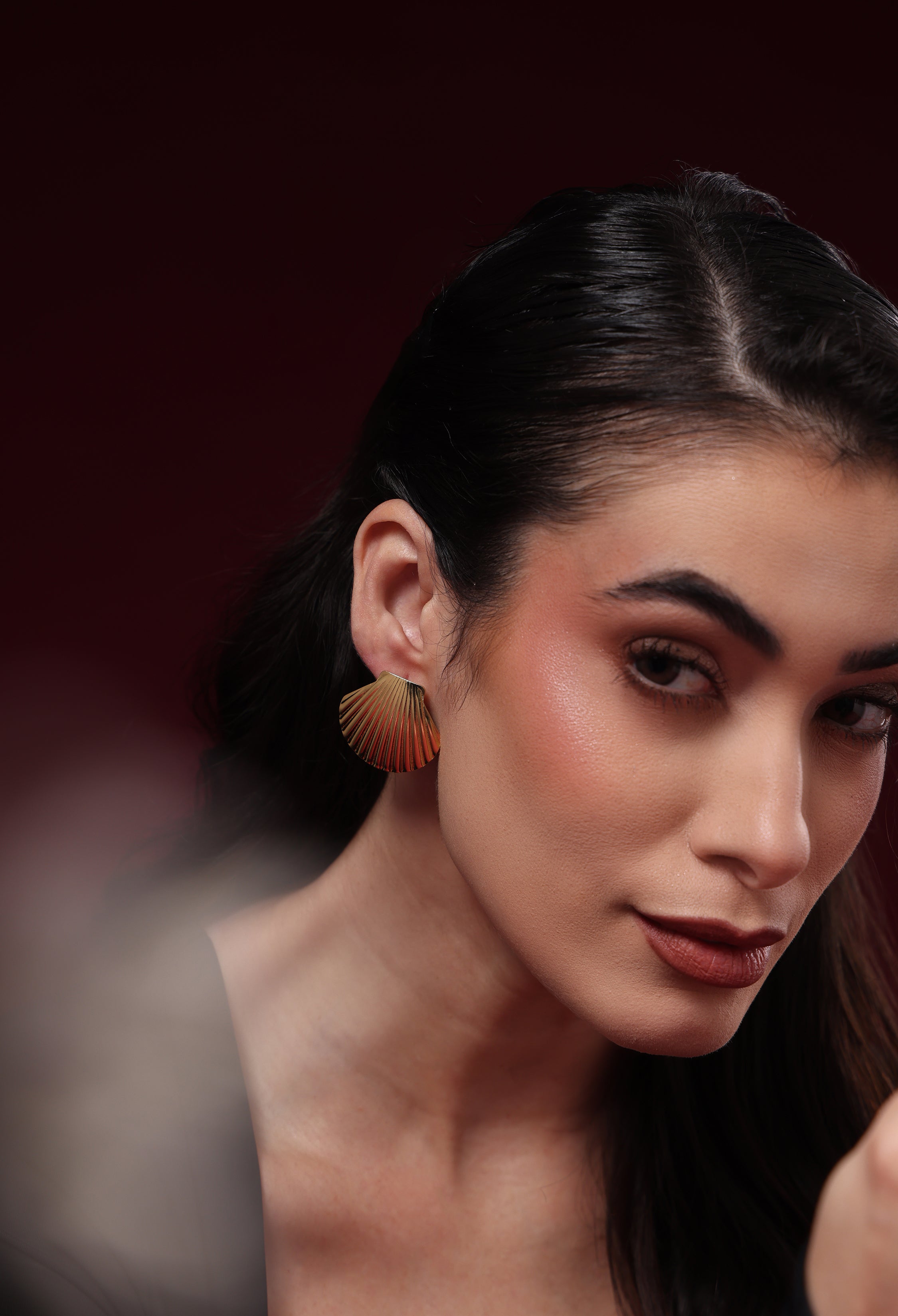 Golden Seashell Stud Earrings