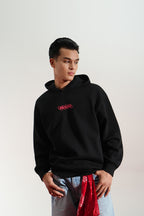 Digital Blackout Oversized Black Hoodie Main Character