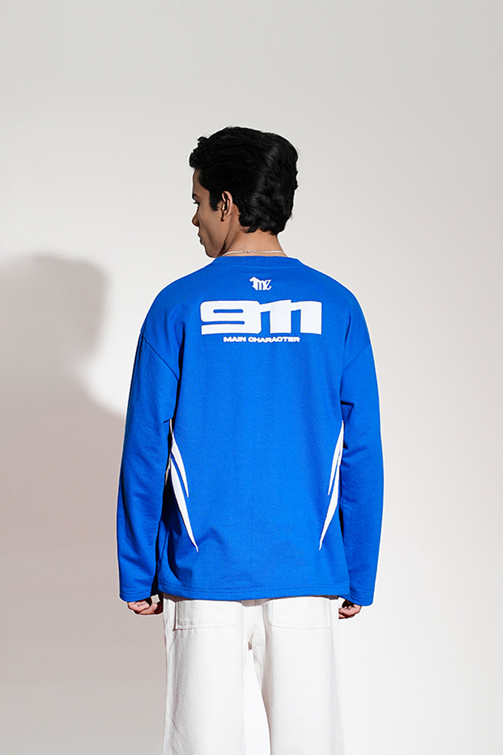 Turbo Printed Oversized Blue T-Shirt Main Character