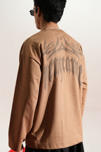 Vengeance Printed Brown Oversized Sweatshirt Main Character