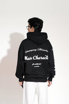 Core Printed Oversized Black Hoodie Main Character