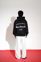 Core Printed Oversized Black Hoodie Main Character