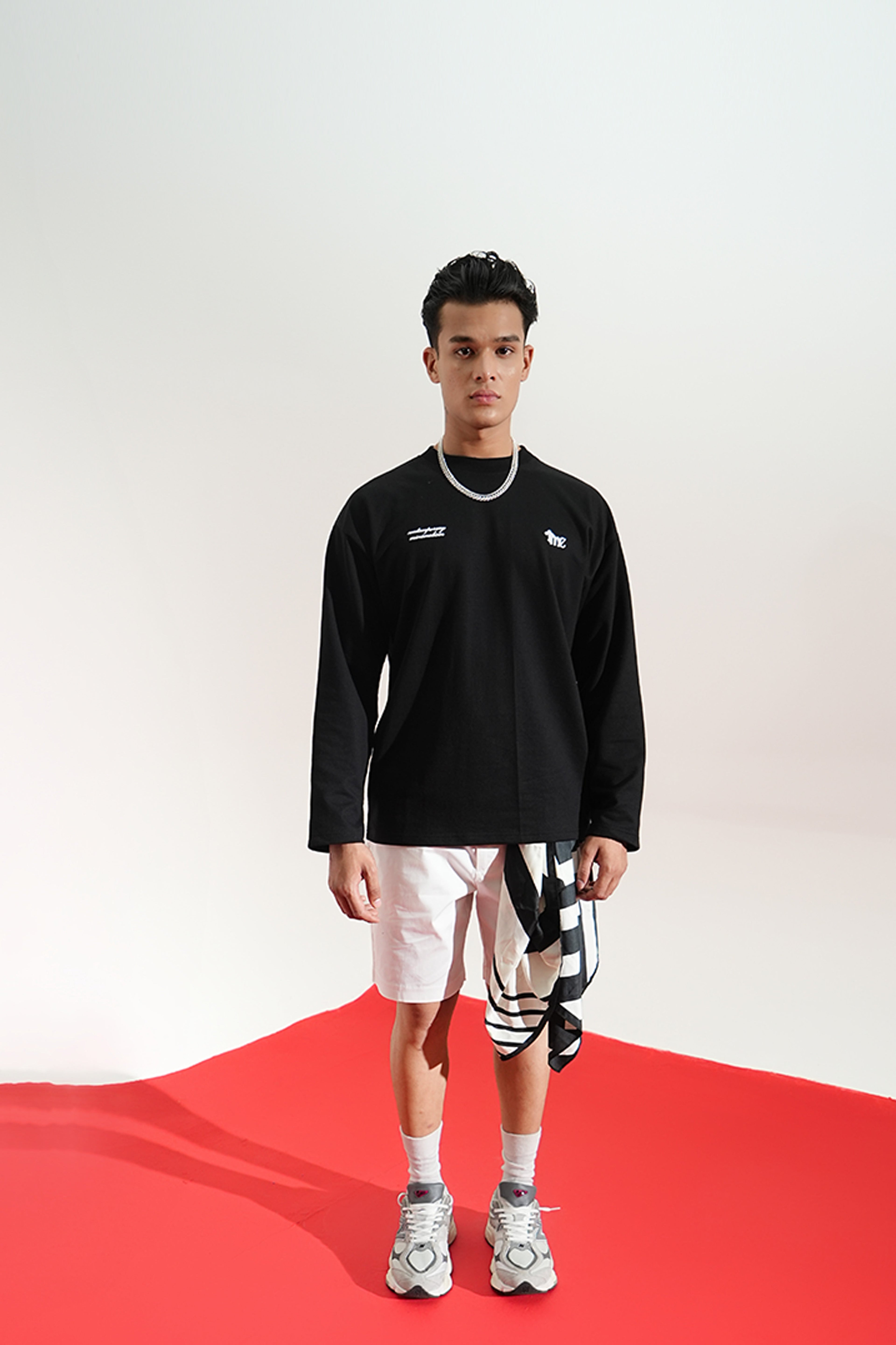Midnight Eco Printed Oversized Black T-Shirt Main Character