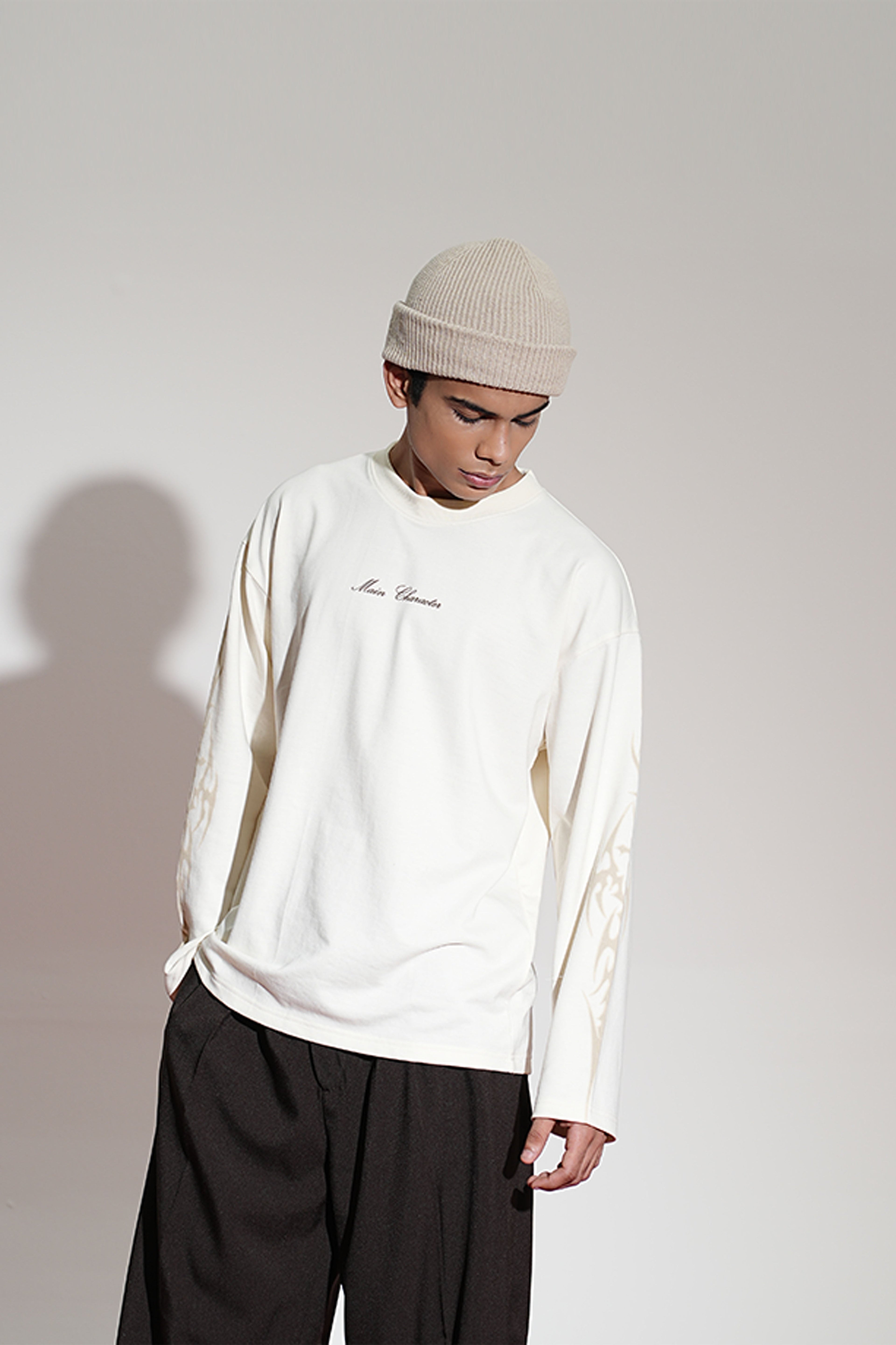 Inferno Printed Cream Oversized Sweatshirt Main Character