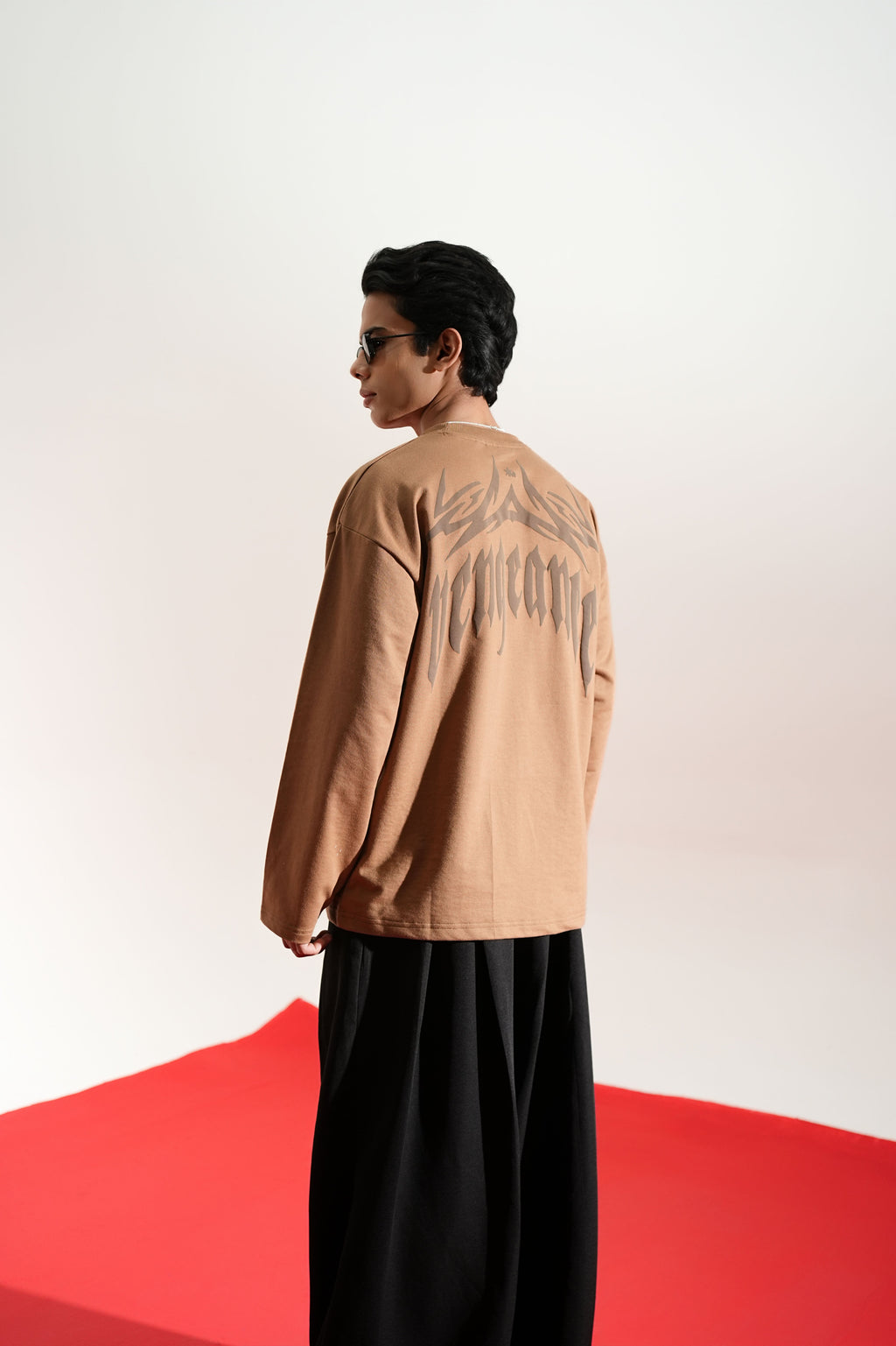 Vengeance Printed Brown Oversized Sweatshirt Main Character