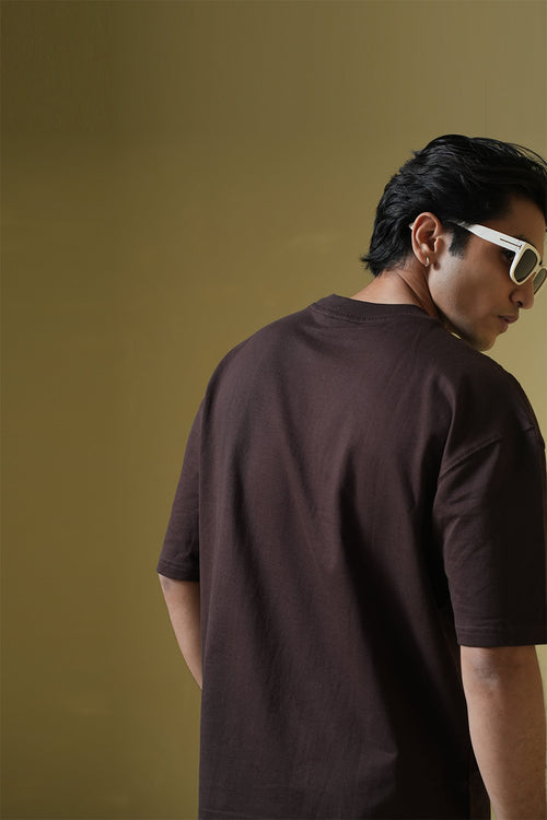 07 Brown Round Neck Oversized T-Shirt