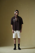07 Brown Round Neck Oversized T-Shirt Main Character
