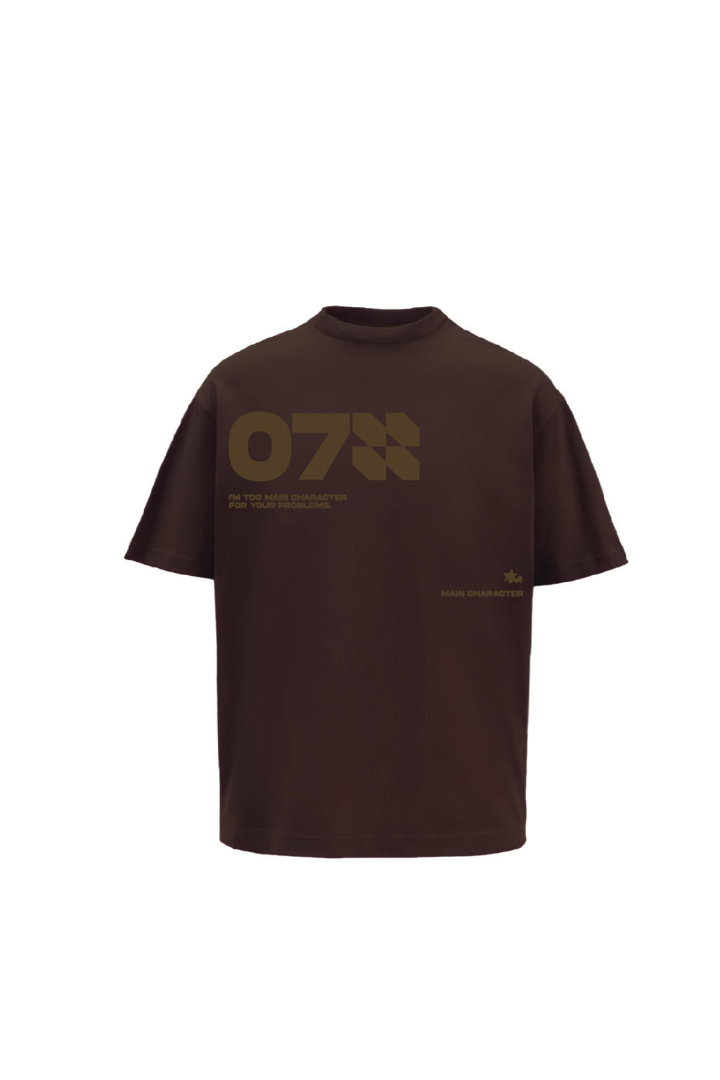 07 Brown Round Neck Oversized T-Shirt Main Character