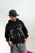 Black Oversized Printed Aura Hoodie Main Character