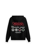 Digital Blackout Oversized Black Hoodie Main Character