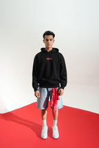 Digital Blackout Oversized Black Hoodie Main Character