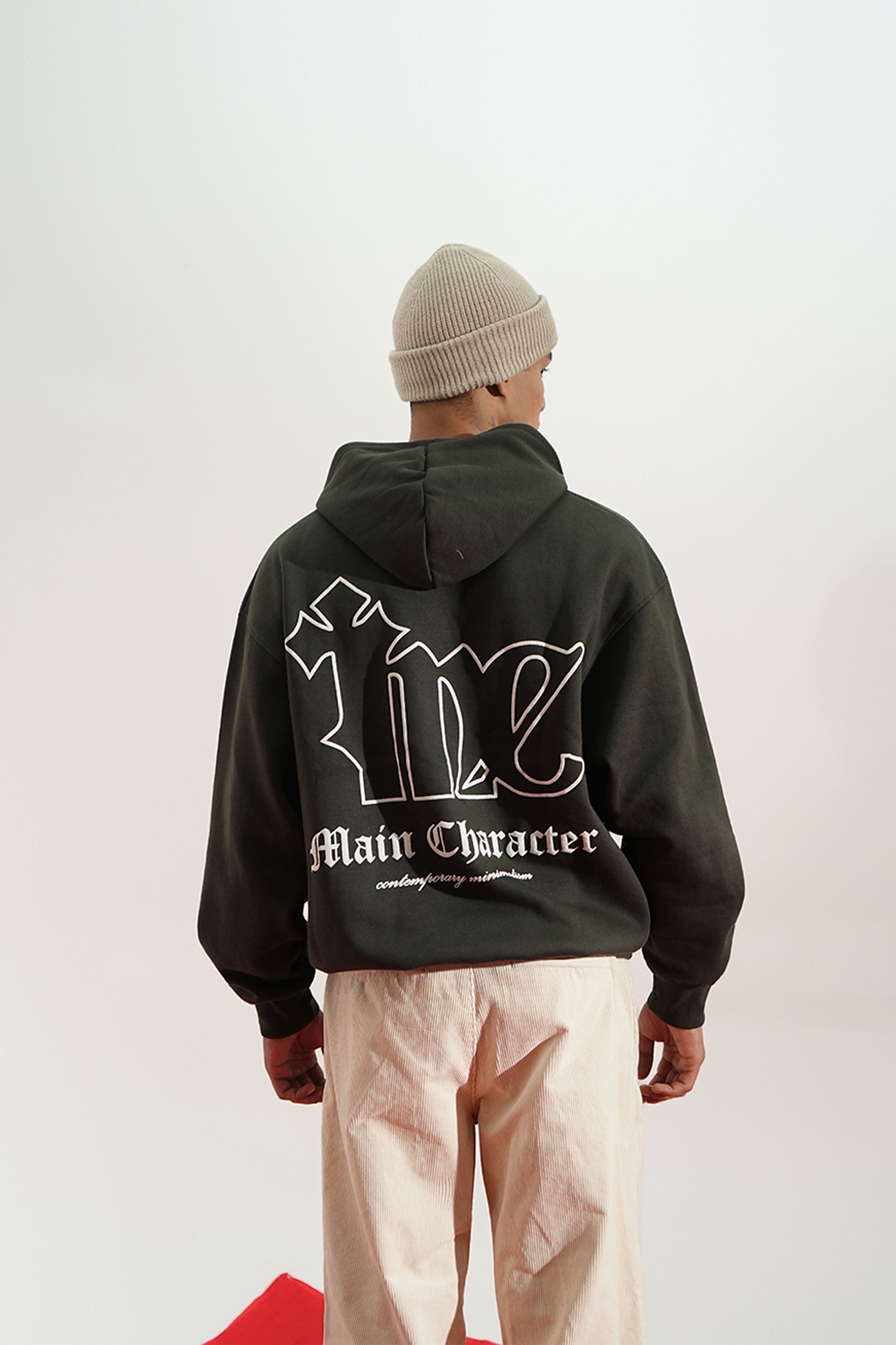 Shadow Line Printed Oversized Grey Hoodie Main Character