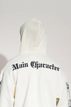 Apen Oversized Printed White Hoodie Main Character